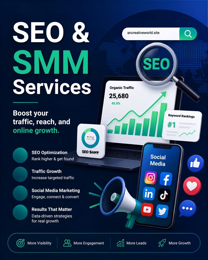 AN Creative World SEO and SMM services promotional design